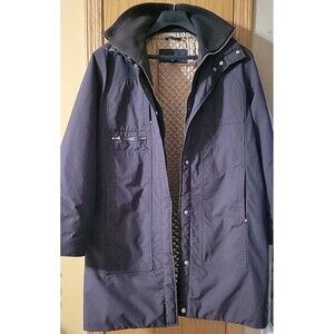 Women's XL Lands End Full Length Coat in Brown Zips Snaps Pockets Quilted LIning